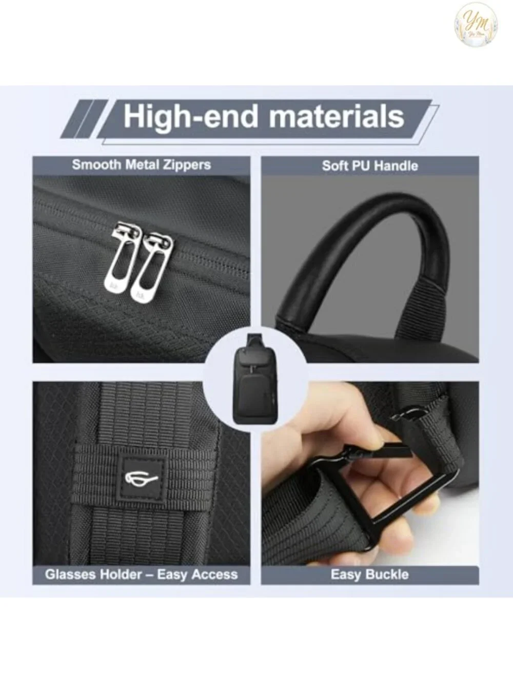 Men's Water-Resistant Utility Crossbody Sling Bag, Adjustable Strap, 5L Travel